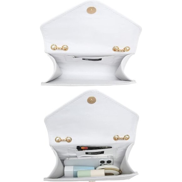 ⚡ Women's White Stylish Evening Clutch Chain Shoulder Strap Crossbody Bag - Picture 4 of 6